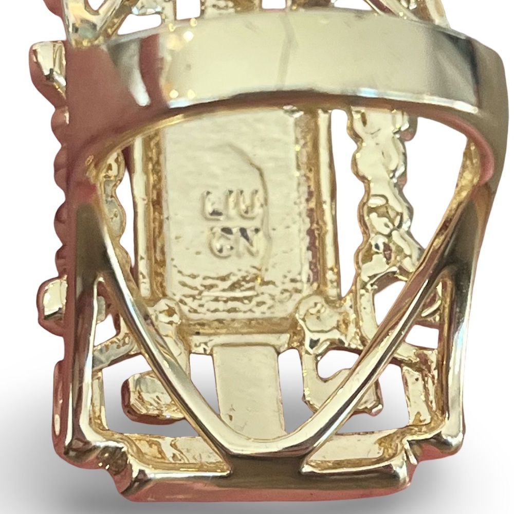 Nicholas Liu Chinoiserie Cut Out Gold Statement Ring Size 8 - Picture 7 of 8